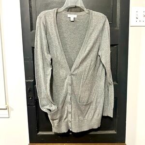 Gray Cardigan Sweater with buttons and pockets